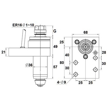 CITIZEN AXIAL DRILLING MILLING HEAD ER16A SPEEDER 1:2 FOR CITIZEN M32 OEM  CINCOM KSC110-2X