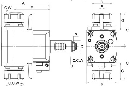 Vdi40 Din5480 Radial Drilling Milling Head Double 2xer32 L= 85 Mm